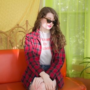 Red and Black Plaid Vintage Jacket